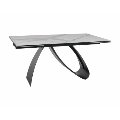 Стол обеденный SIGNAL DIUNA Ceramic Statuario Venato белый/черный мат 160-240/90